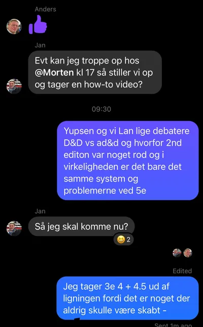 Så ved man at man har venner med samme behov for virkeligt menigsfulde diskussioner på en mandag 🙌
…. Tror godt vi kunne starte en læsegruppe med regel bøger der bare sidde og snakker om alt der er galt med små fjollede spil 🧐